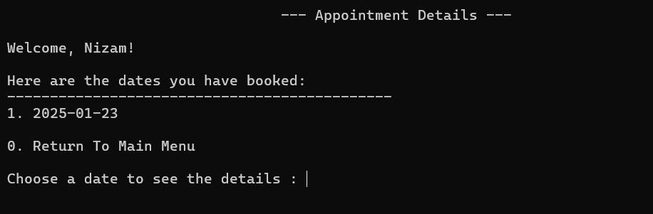 List of dates with booked appointments