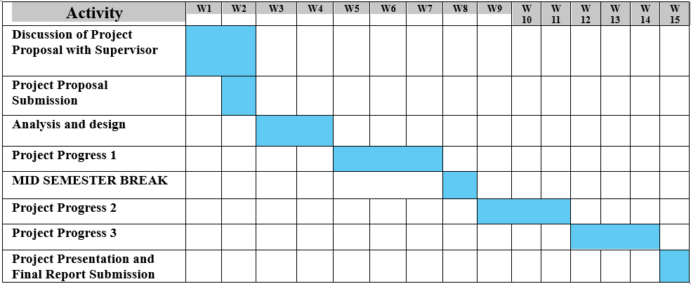 Fifteen-week Workshop I project timeline